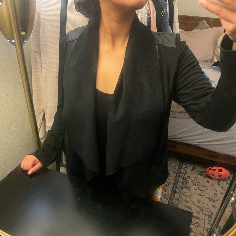 Black Faux Leather Light Jacket